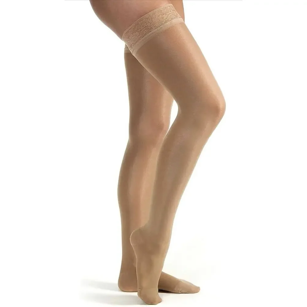 Jobst Ultrasheer Lace Band Thigh High Closed Toe 20-30mmHg Silky Beige Small